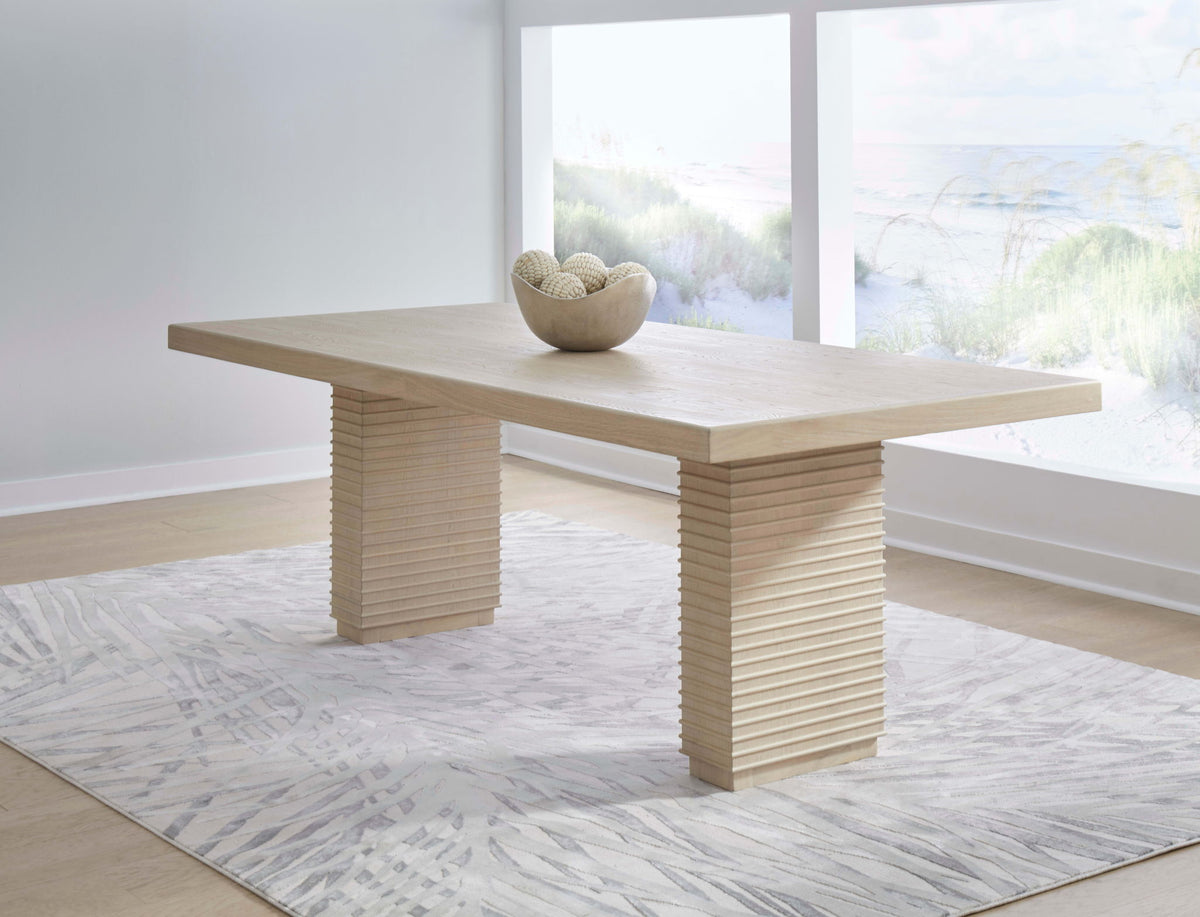 Magnolia - Double Pedestal Wooden Dining Table - Daffodil