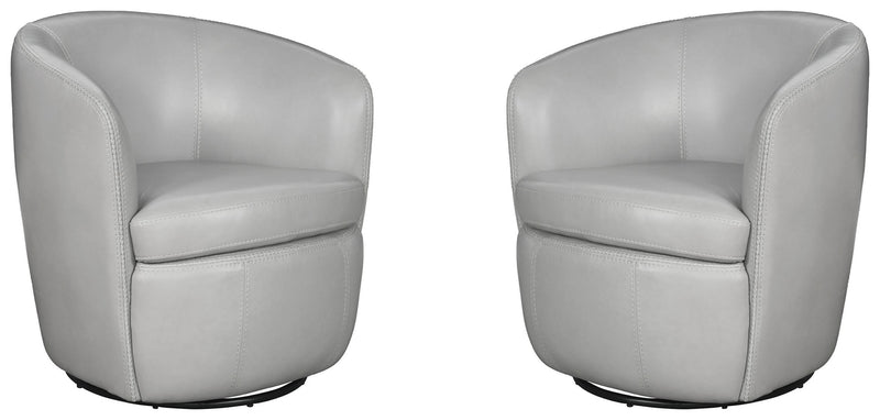 Barolo - 100% Italian Leather Swivel Club Chair (Set of 2)