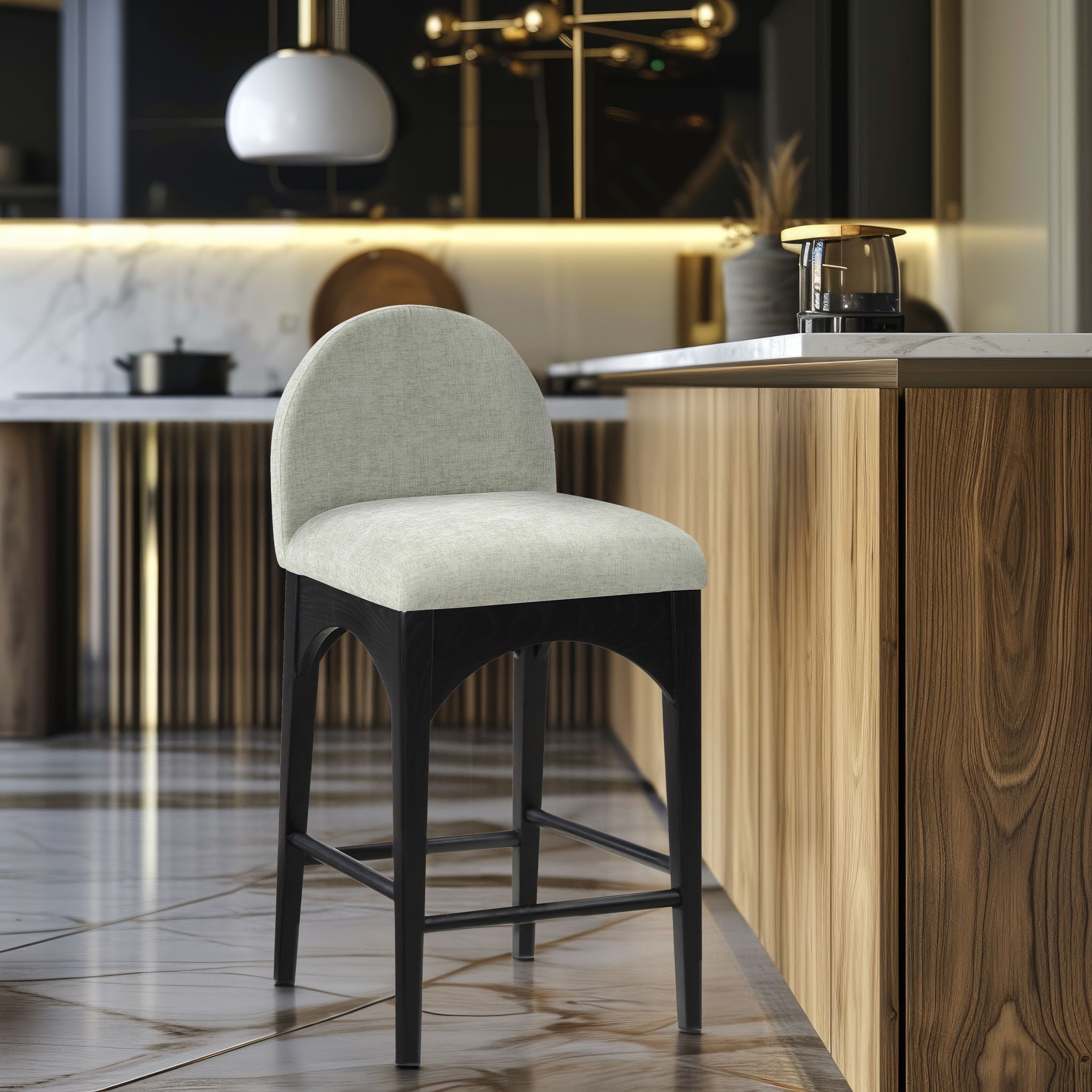 Waldorf - Chenille Stool With Black Legs - Urban Living Furniture (Los Angeles, CA)