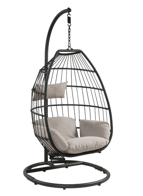 Oldi - Patio Swing Chair - Beige Fabric & Black Wicker - Urban Living Furniture (Los Angeles, CA)