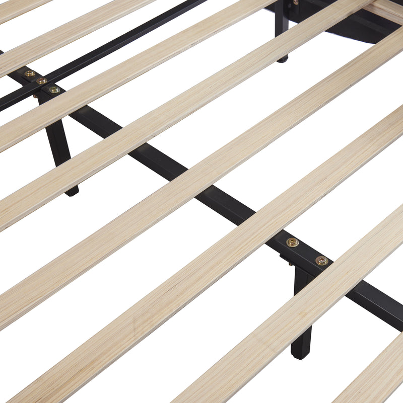 Upholstered Platform Bed With LED Light, Frame Slatted