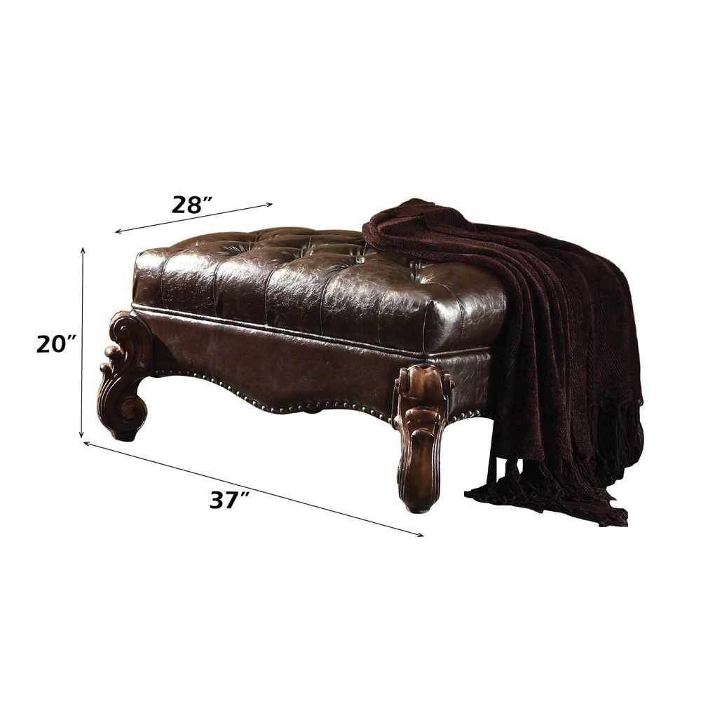 Versailles - Ottoman - Two Tone Dark Brown Synthetic Leather & Cherry Oak - Urban Living Furniture (Los Angeles, CA)