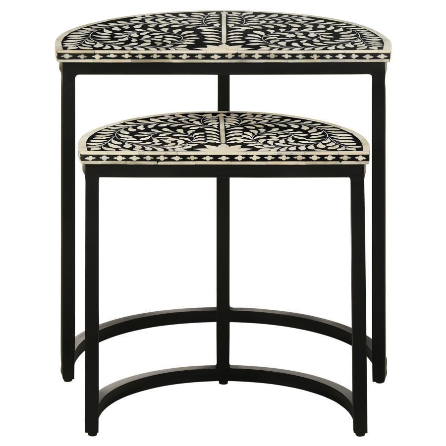 Zakiya - 2 Piece Demilune Nesting Table Set - Black And White - Urban Living Furniture (Los Angeles, CA)