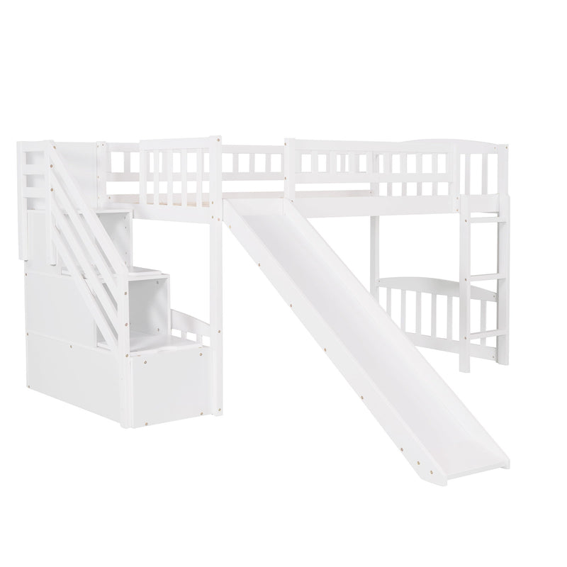 Loft Stairway Bed With 2 Drawers And Slide