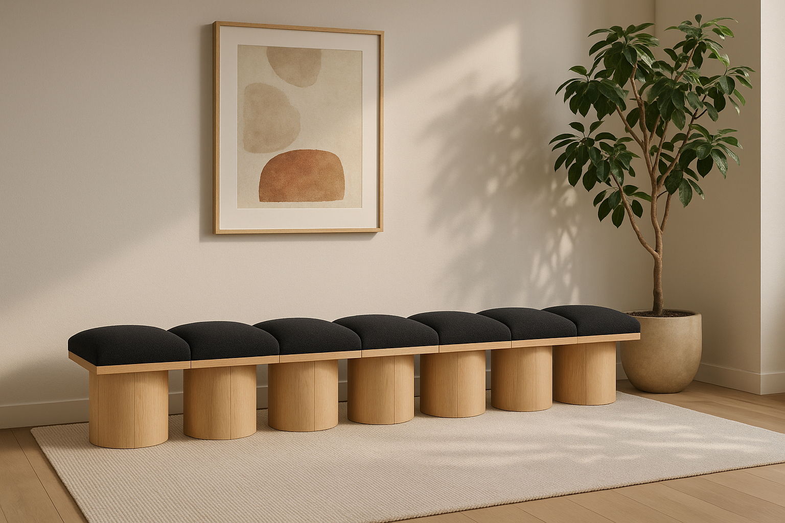 Pavilion - 7 Piece Modular Bench With Natural Base