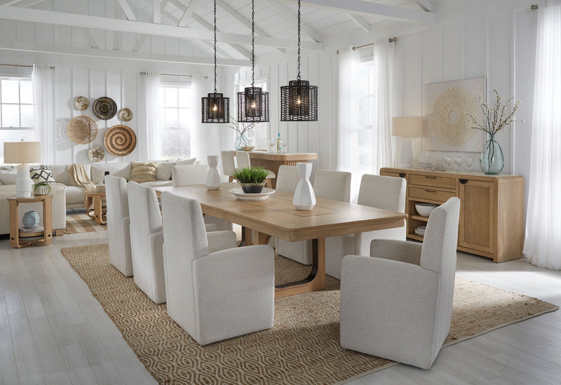 Escape - 72" Dining Buffet Server With Stone Top - Glazed Natural Oak Natural Cane Vanilla Bean Stone