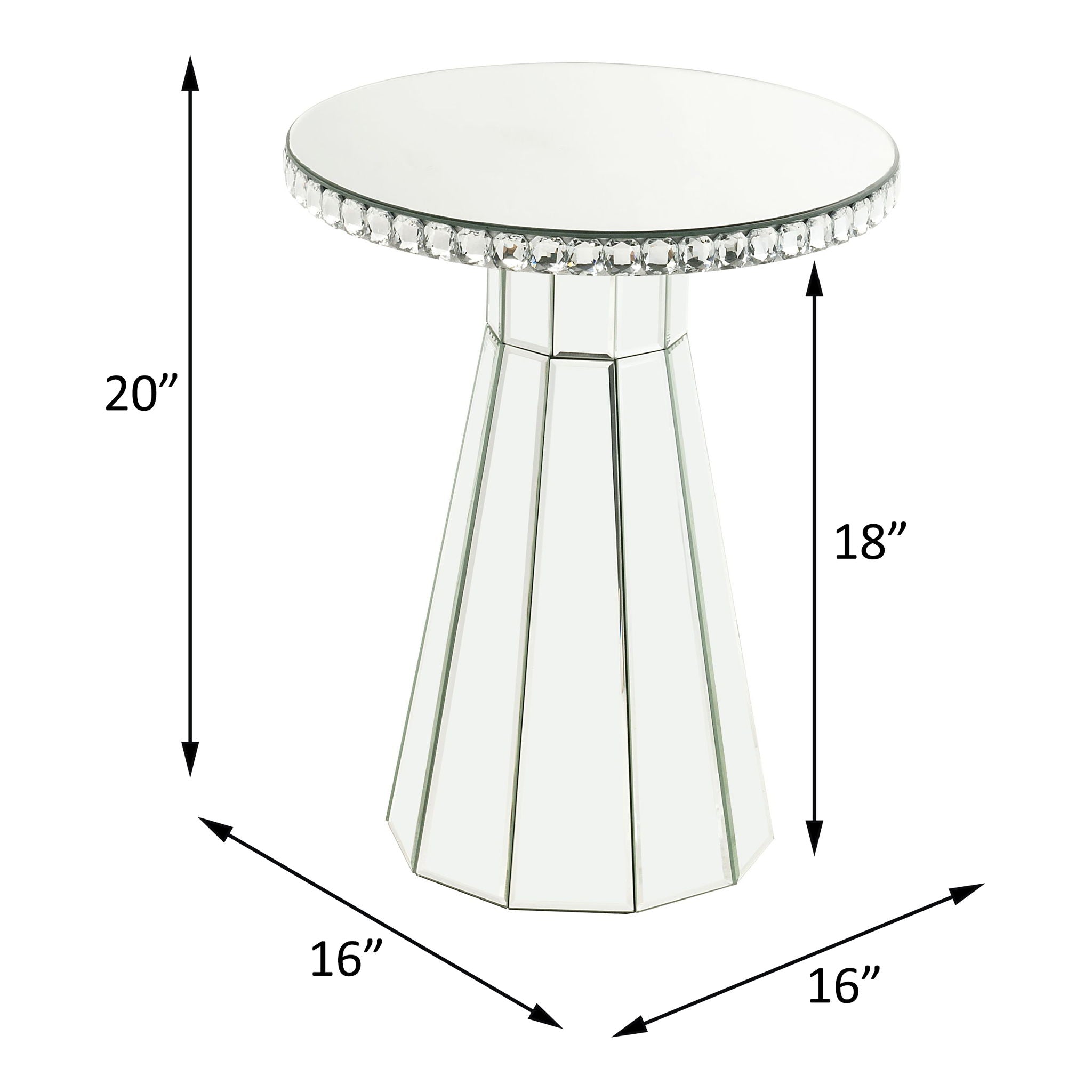 Lotus - 20" Accent Table - Mirrored, Faux Ice Cube Crystals - Urban Living Furniture (Los Angeles, CA)