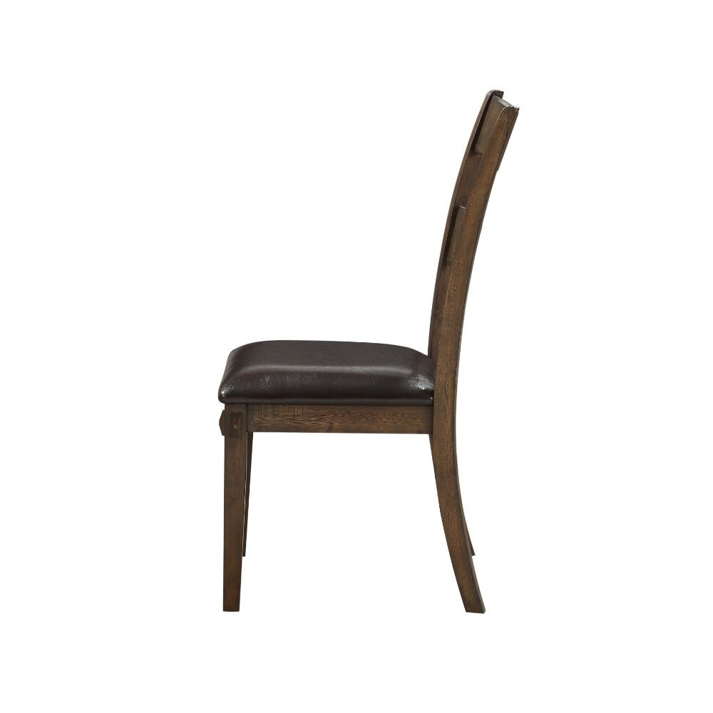Nabirye - Side Chair (Set of 2) - Esspresso Synthetic Leather & Dark Oak - Urban Living Furniture (Los Angeles, CA)