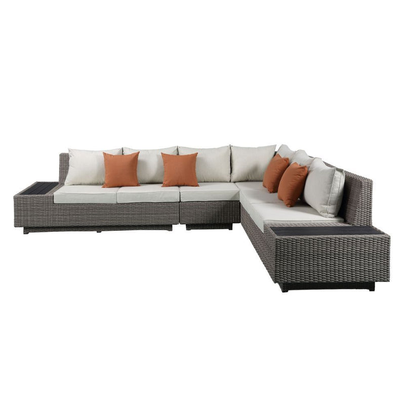 Salena - Patio Table - Beige Fabric & Gray Wicker - Urban Living Furniture (Los Angeles, CA)