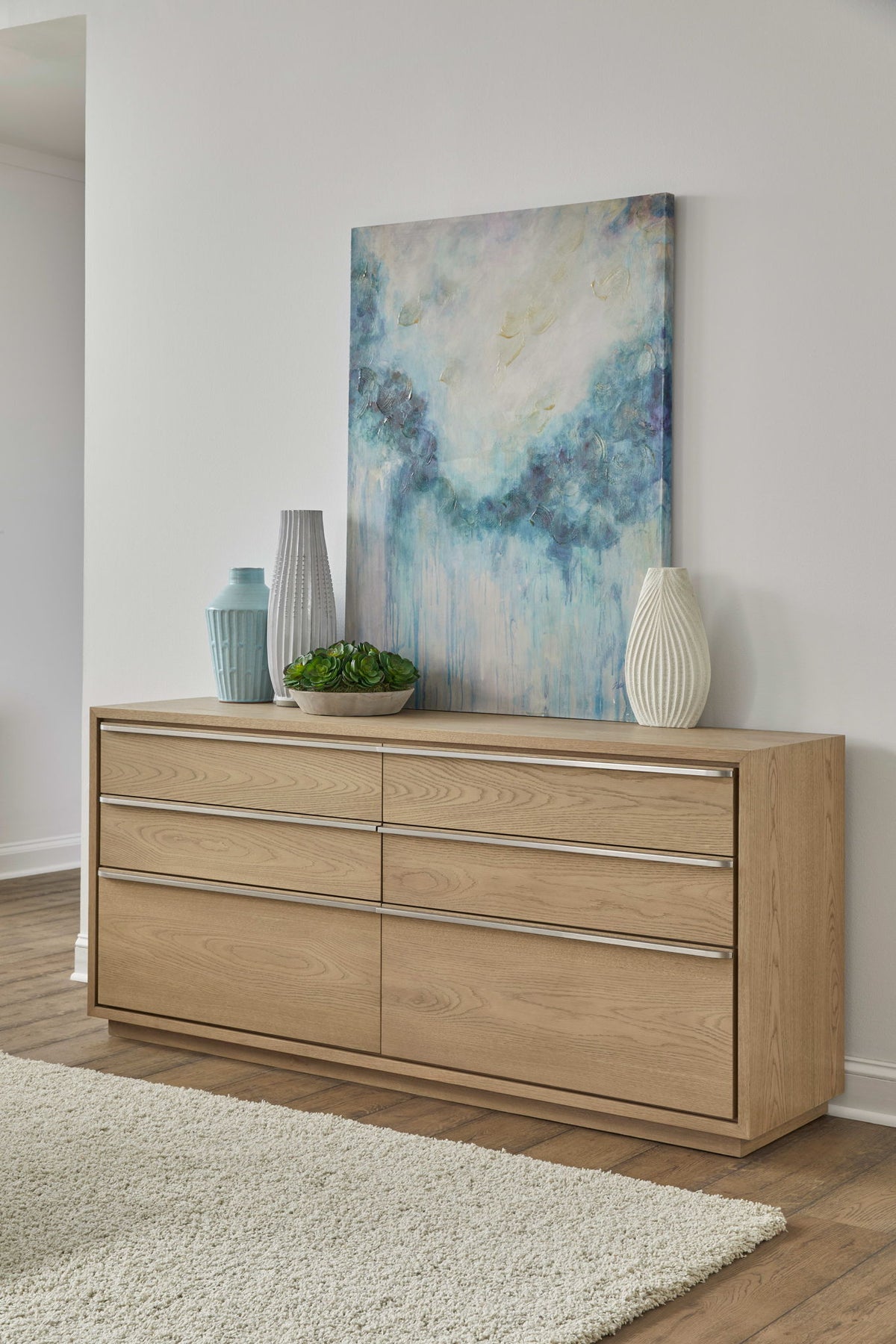 One - Coastal Modern Six Drawer Dresser - Bisque