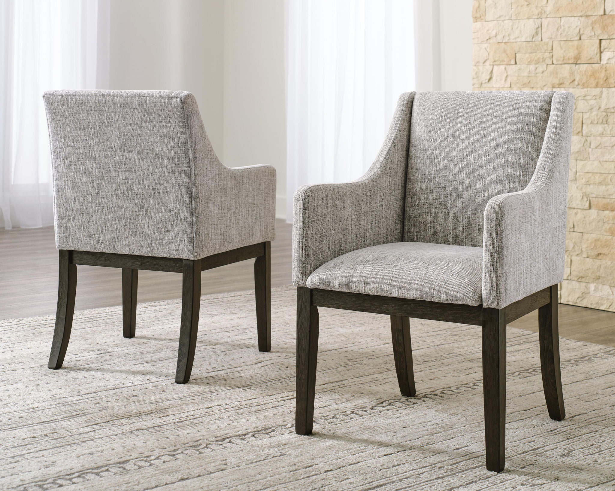 Burkhaus - Dining UPH Arm Chair (Set of 2) - Beige / Dark Brown - Urban Living Furniture (Los Angeles, CA)
