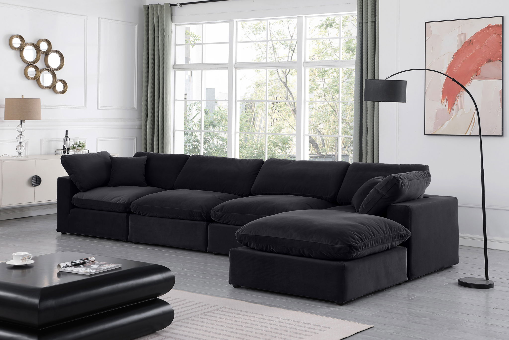 Comfy - 5 Piece Velvet Modular Sectional With Chaise - Urban Living Furniture (Los Angeles, CA)