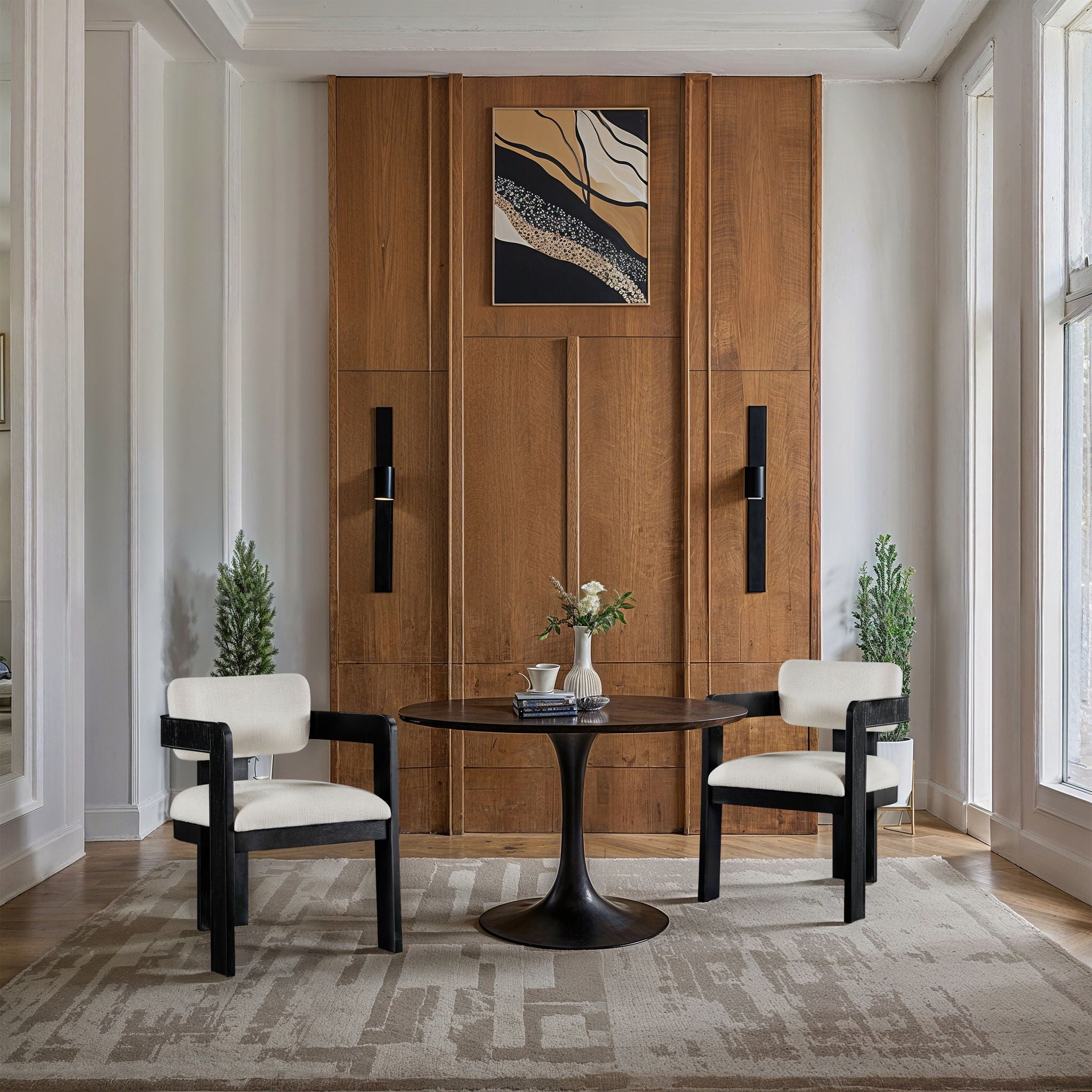 Sacha - Linen Dining Chair With Black Base (Set of 2) - Urban Living Furniture (Los Angeles, CA)