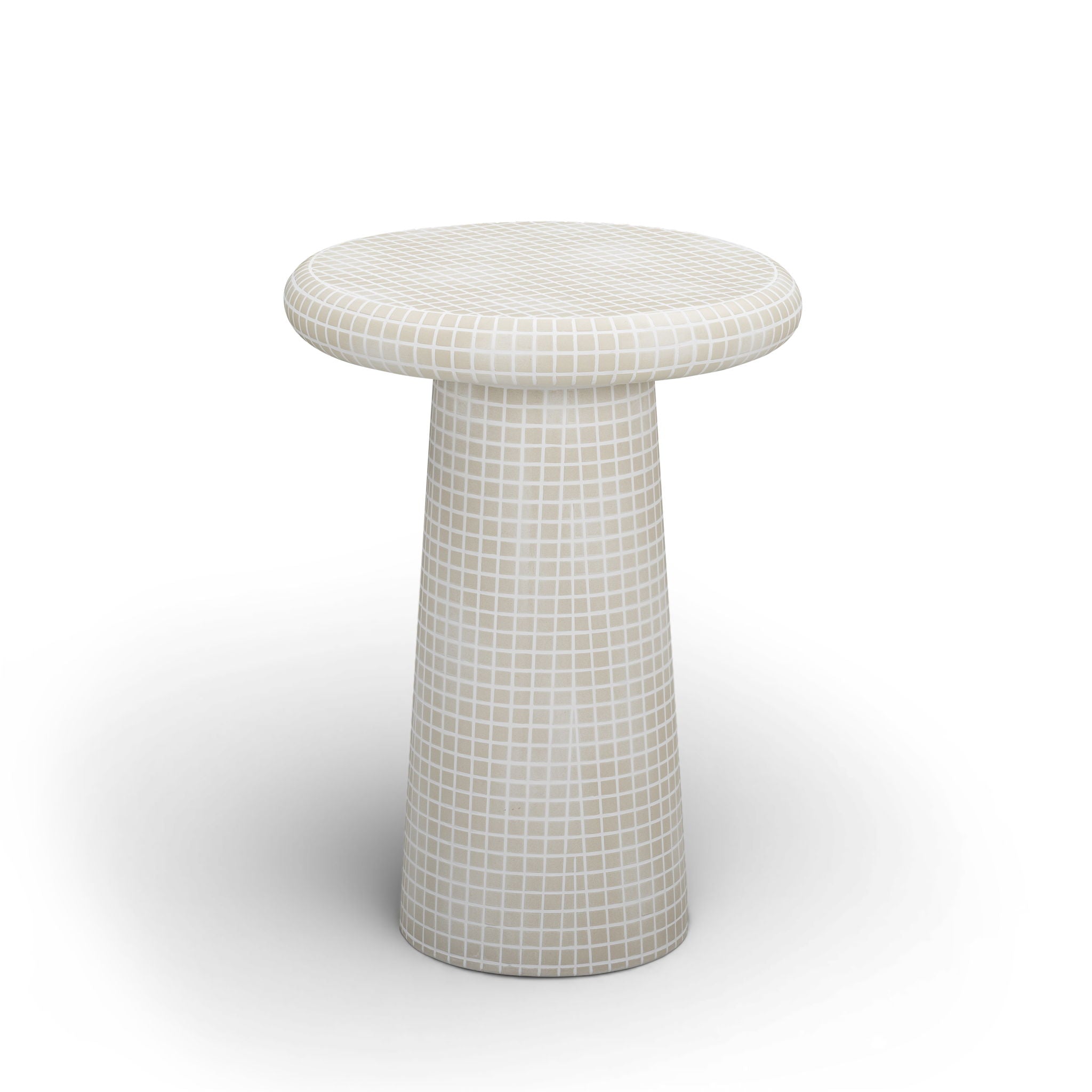 Monica - Tiled Pattern Tall Side Table - Beige
