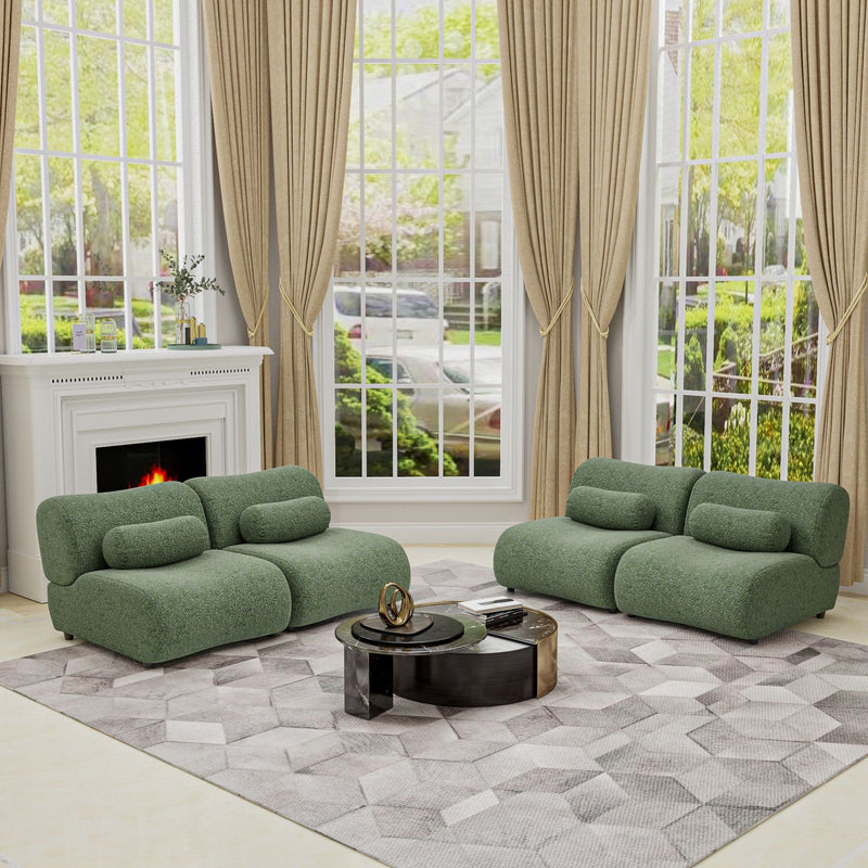Modern L-Shaped Modular Sofa Set High Comfort Chenille Fabric