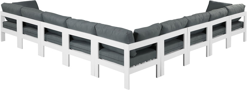 Nizuc - Outdoor Patio 9 Piece Modular Sectional With White Frame