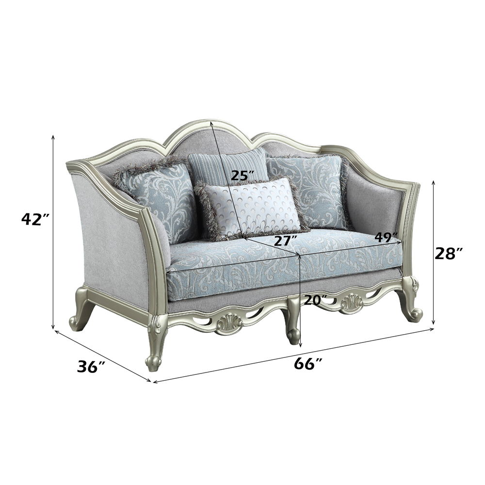 Qunsia - Loveseat With 4 Pillows - Light Gray Linen & Champagne - Urban Living Furniture (Los Angeles, CA)