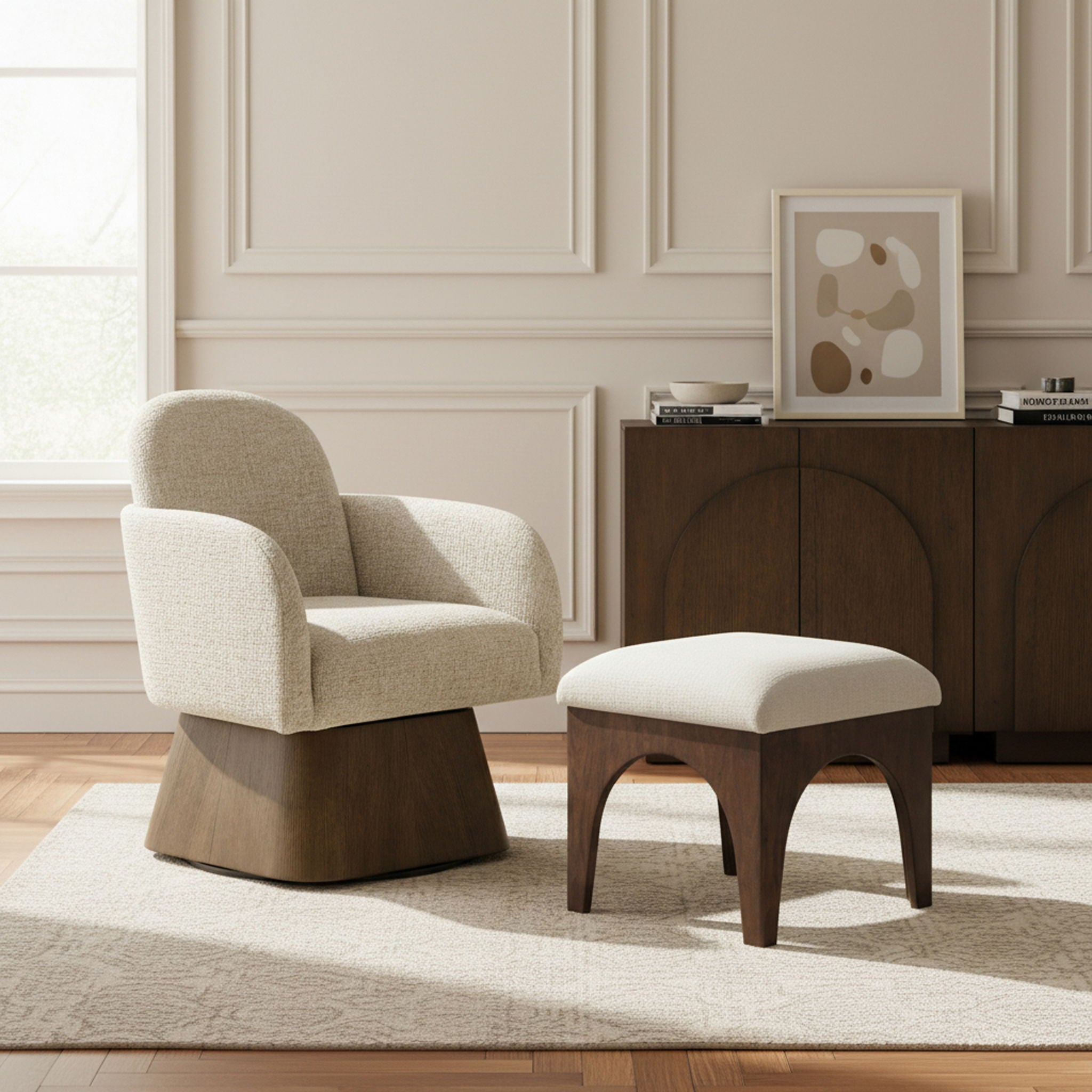 Marlowe - Linen Textured Fabric Upholstered Swivel Accent Chair - Stained Brown - Urban Living Furniture (Los Angeles, CA)