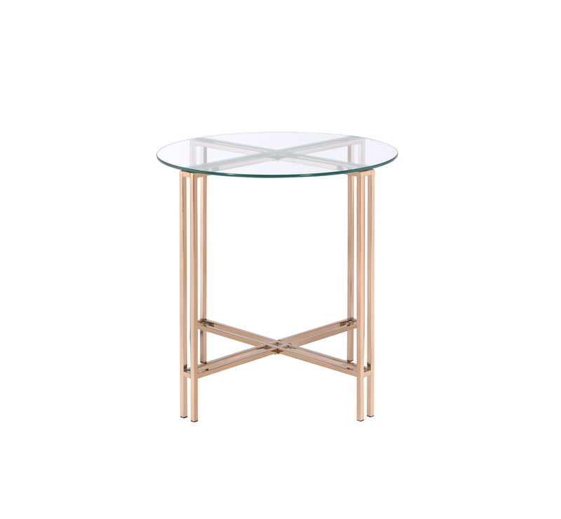Veises - Clear Glass Top With End Table - Champagne - Urban Living Furniture (Los Angeles, CA)