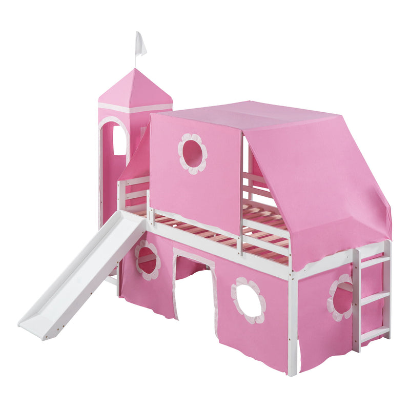Loft Bed With Slide Tent And Tower Fun Playhouse Design