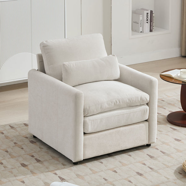 Cozy Upholstered Plush Cushion Armchair For Living Room