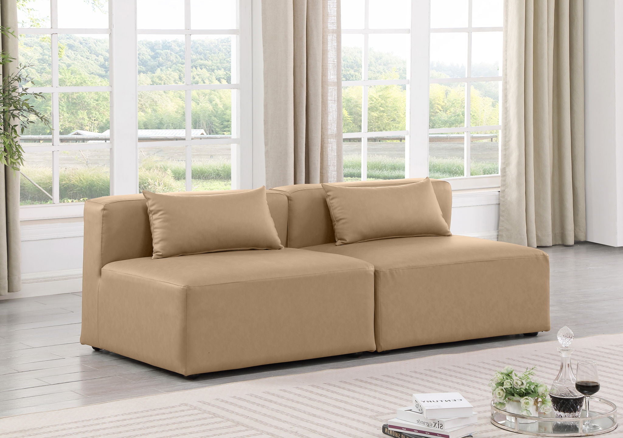 Cube - Modular 2 Piece Armless Sofa - Tan - Urban Living Furniture (Los Angeles, CA)
