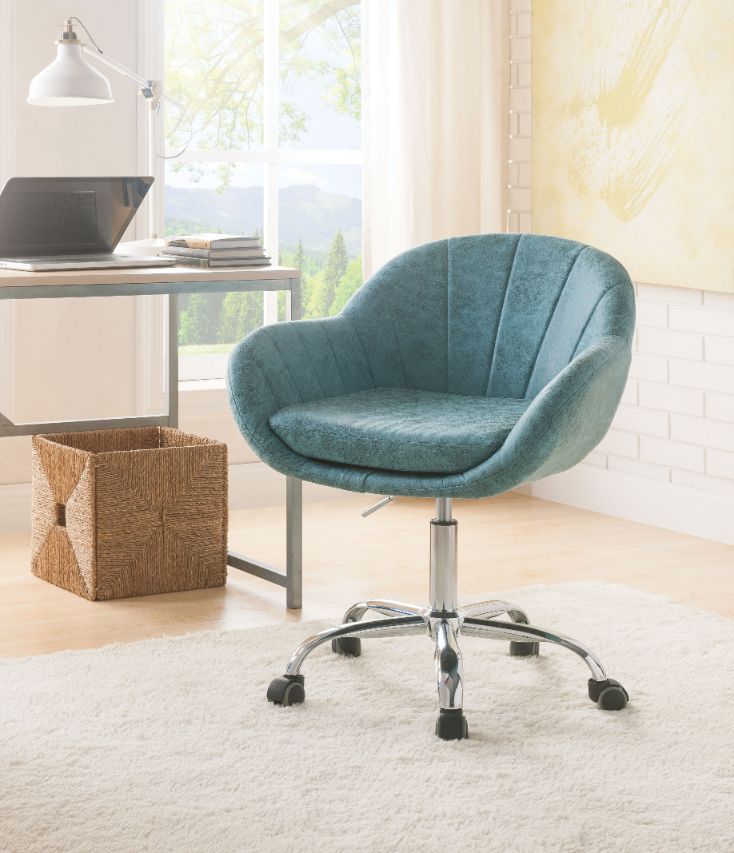 Giolla - Office Chair - Vintage Turquoise PU & Chrome - Urban Living Furniture (Los Angeles, CA)