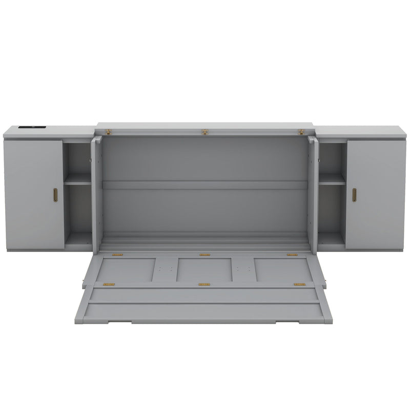 Murphy Bed With Shelves, Cabinets And USB Ports