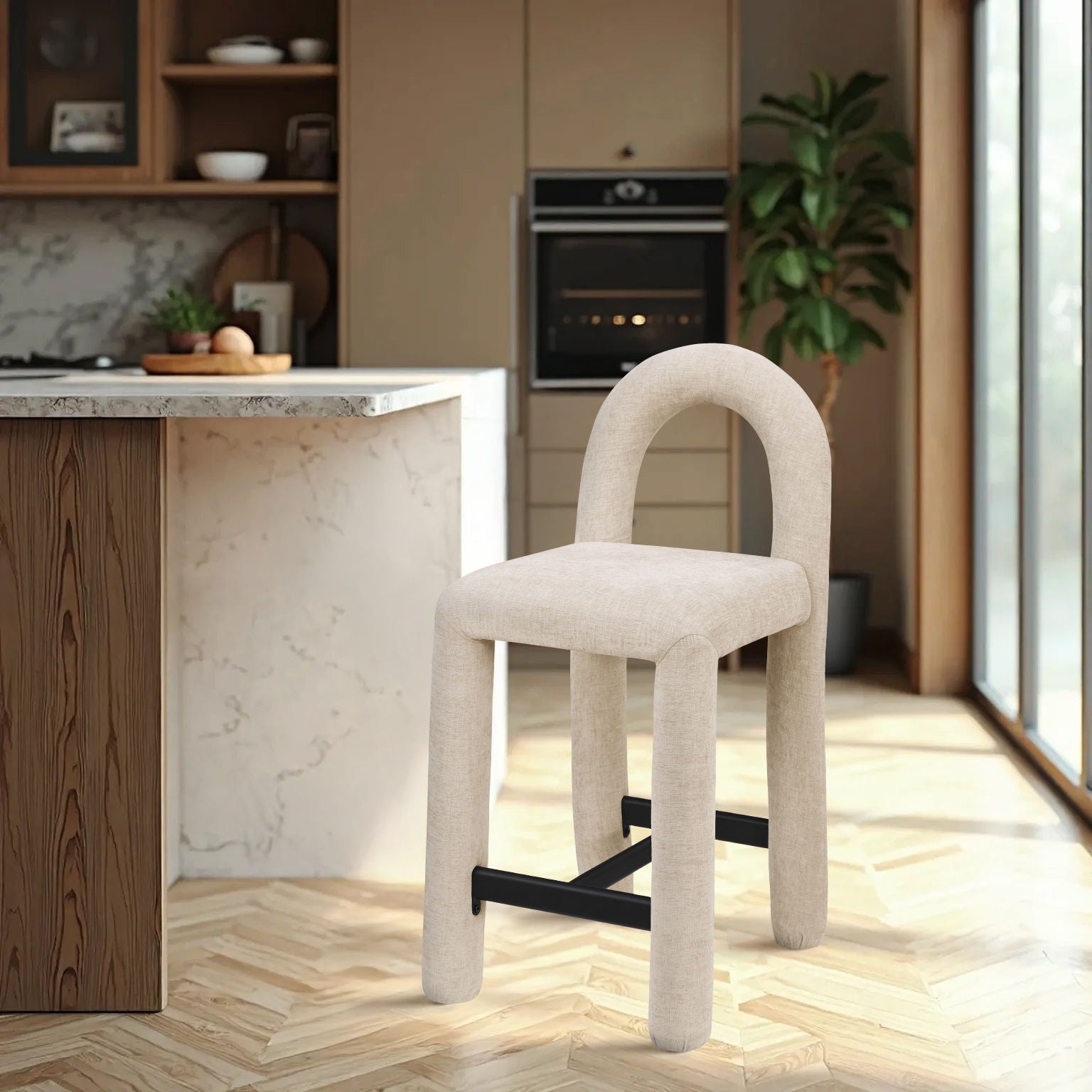 Amari - Chenille Fabric Stool - Urban Living Furniture (Los Angeles, CA)
