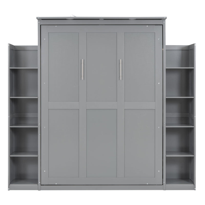 Wall Murphy Bed With Shelves And LED Lights