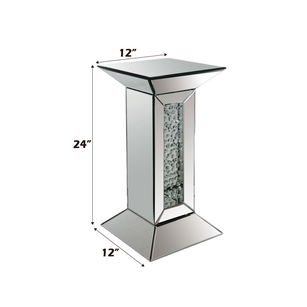 Nysa - 24" Pedestal Stand - Mirrored & Faux Crystals - Urban Living Furniture (Los Angeles, CA)