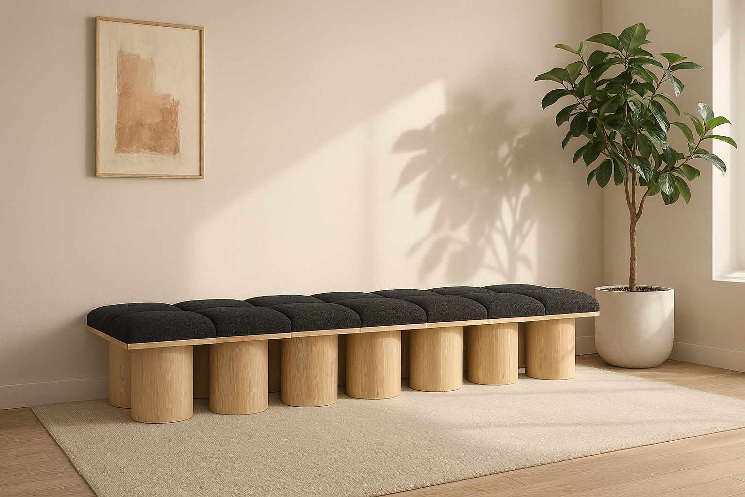 Pavilion - 14 Piece Modular Bench With Natural Base