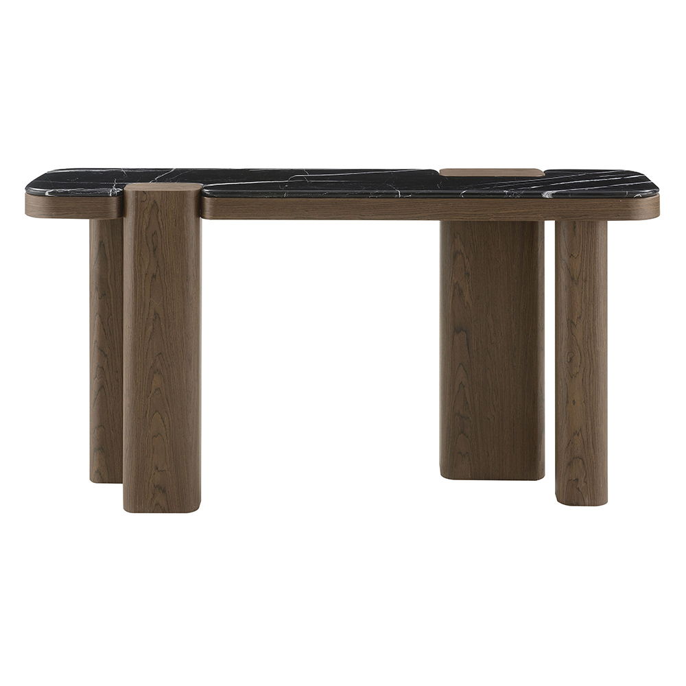 Dana - Console Table - Faux Marble Top, Black & Dark Walnut - Urban Living Furniture (Los Angeles, CA)