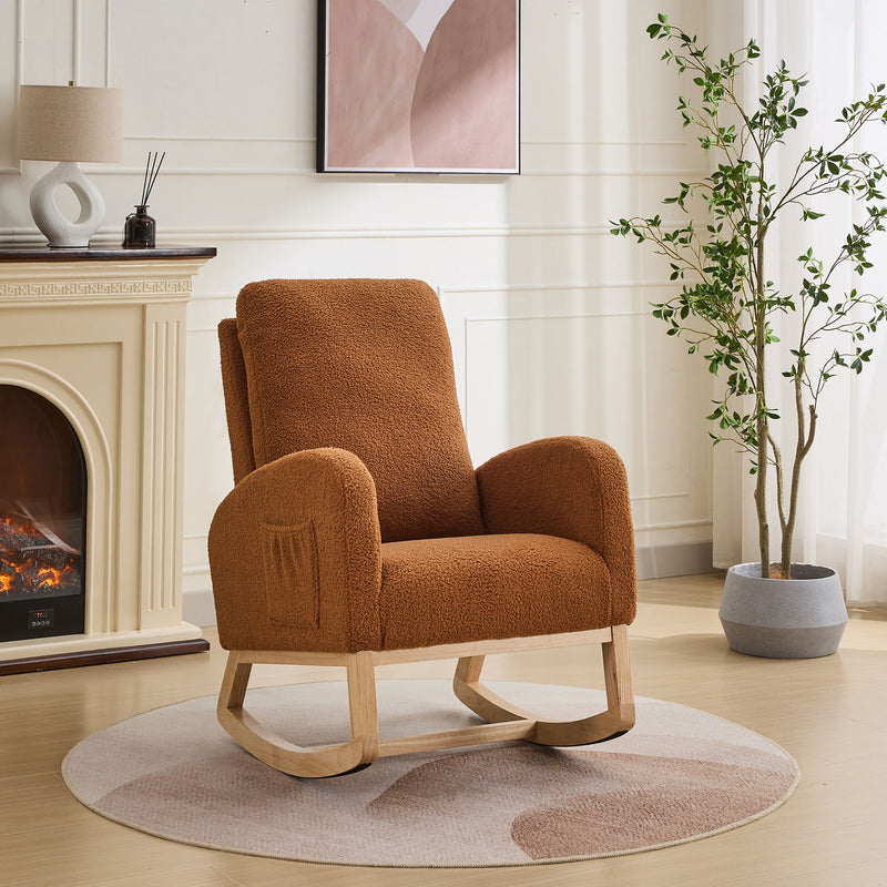 Rocking Glider Chair With High Back And Side Pocket