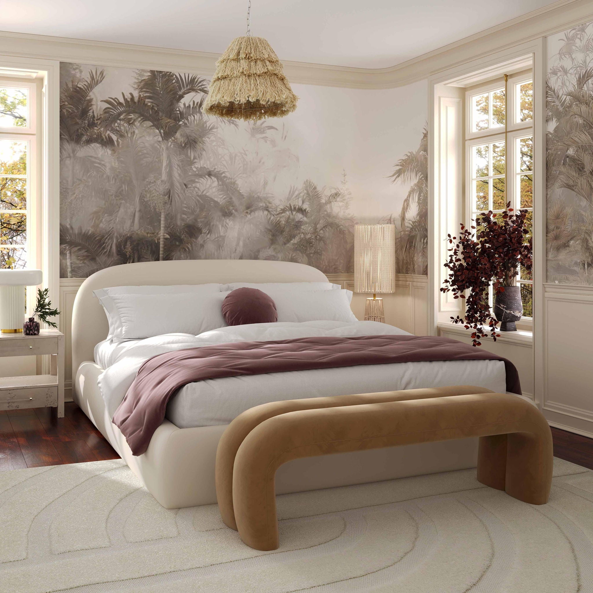 Leigh - Velvet Channeled Bench - Urban Living Furniture (Los Angeles, CA)