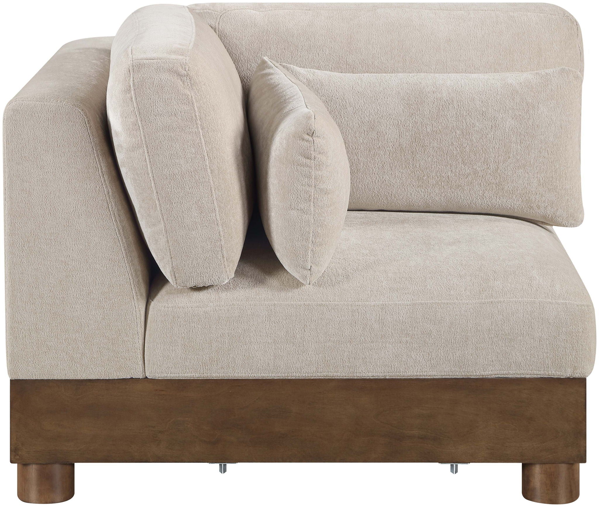 Turin - Chenille Fabric Upholstered Modular Corner Chair - Taupe / Brown Walnut - Urban Living Furniture (Los Angeles, CA)