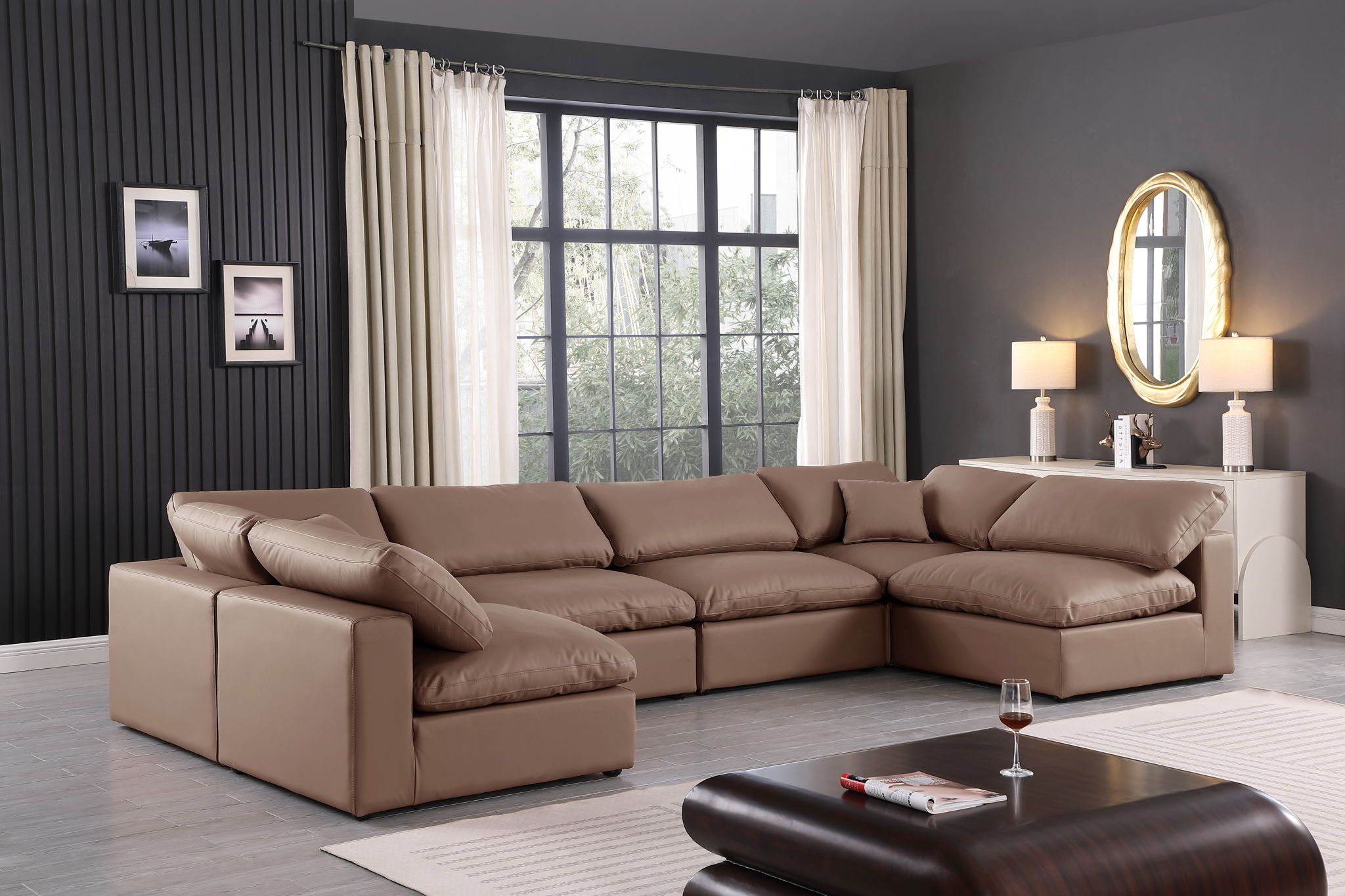 Comfy - 6 Piece Faux Leather Modular Armless Sectional - Urban Living Furniture (Los Angeles, CA)