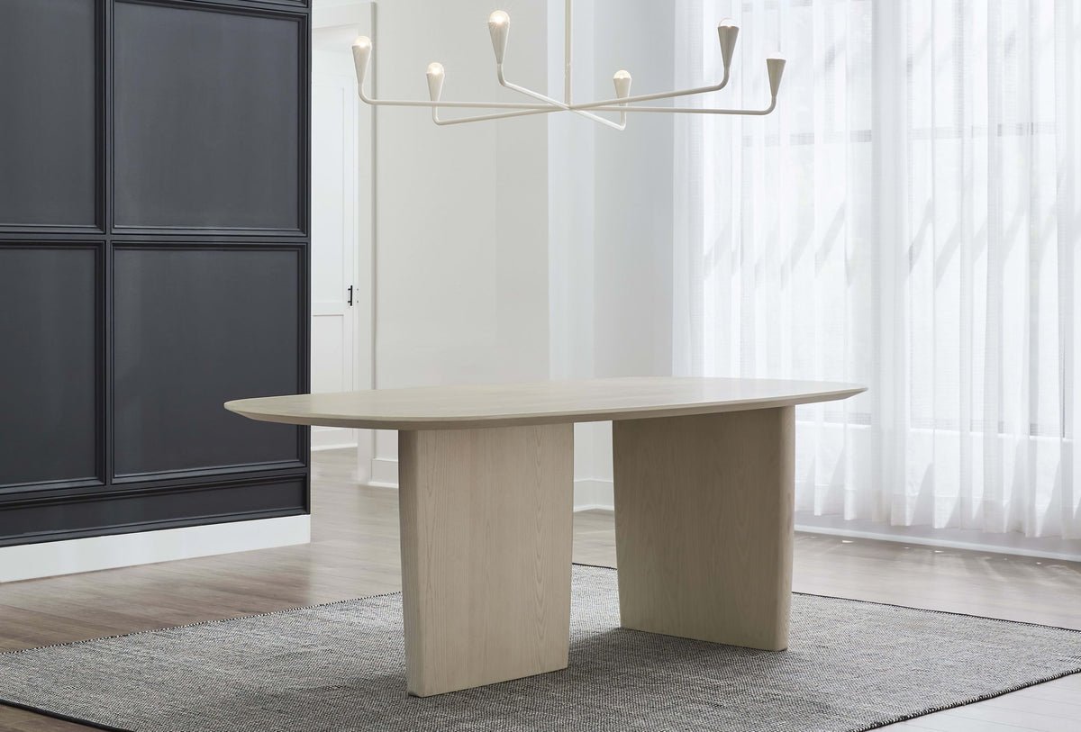 Liv - Ash Wood Oval Dining Table - White Sand