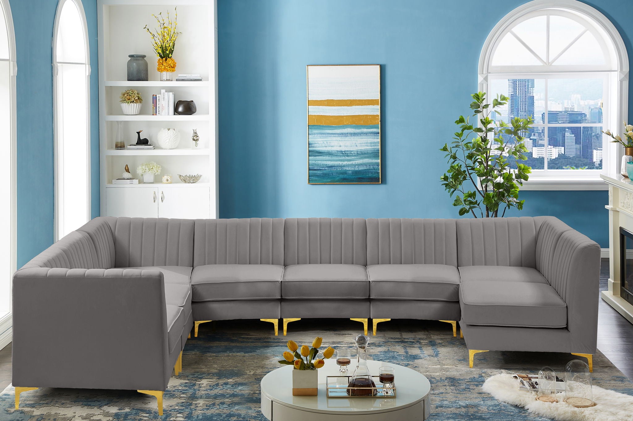 Alina - 8 Piece Velvet Modular Sectional - Urban Living Furniture (Los Angeles, CA)