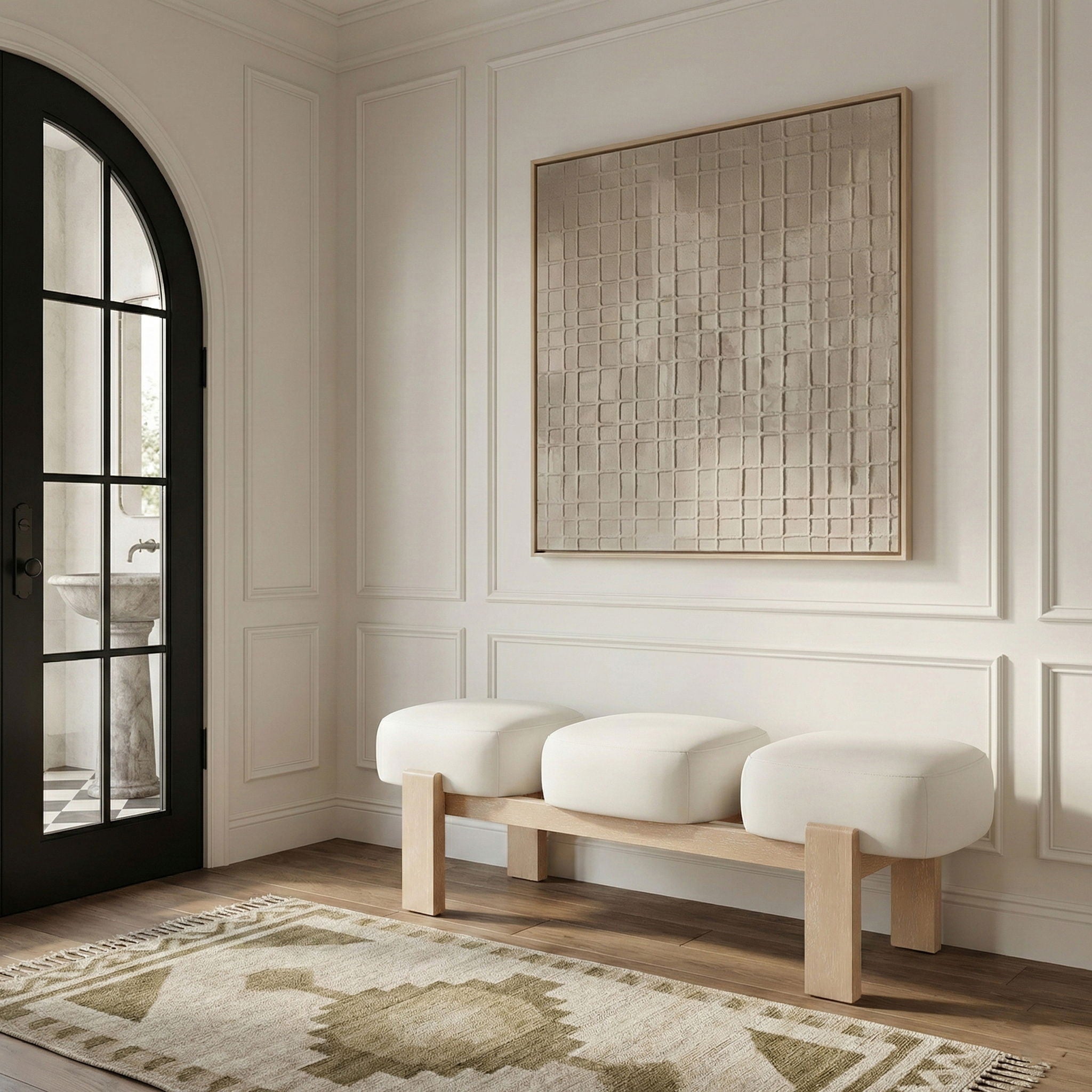 Woodcrest - Vegan Leather Upholstered Bench - Painted Natural Base - Urban Living Furniture (Los Angeles, CA)