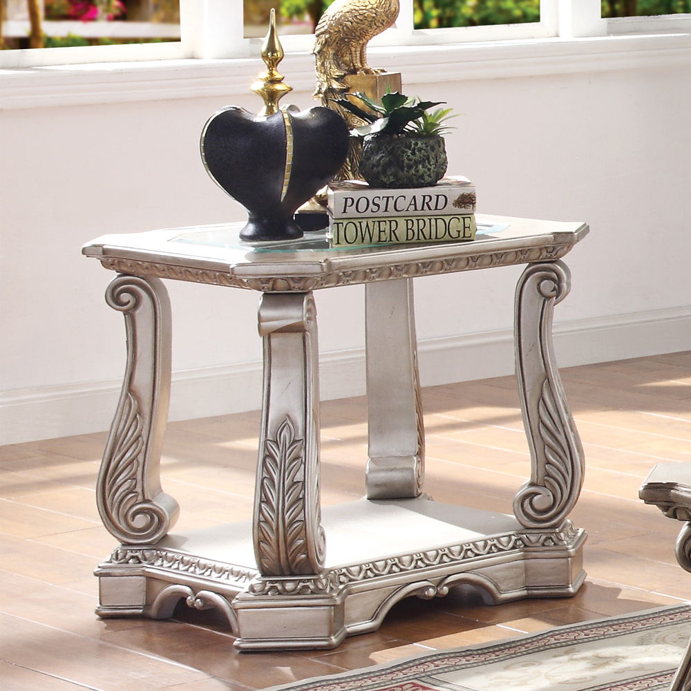 Northville - End Table - Antique Silver & Clear Glass - Urban Living Furniture (Los Angeles, CA)