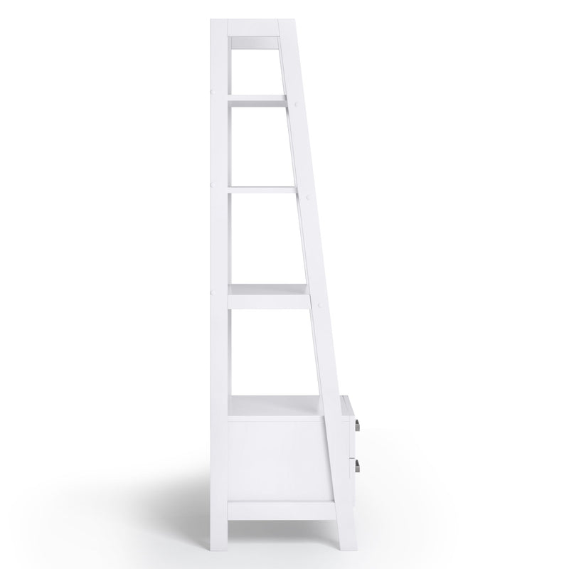 Sawhorse - Ladder Shelf With Storage - White