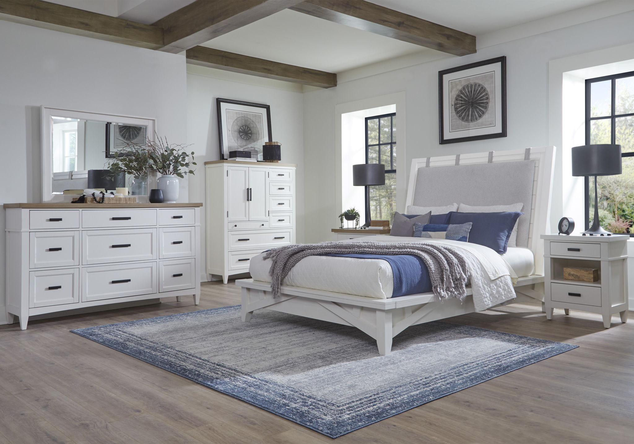 Americana Modern Bedroom - 7 Drawer Door Chest With Workstation - Cotton - Urban Living Furniture (Los Angeles, CA)