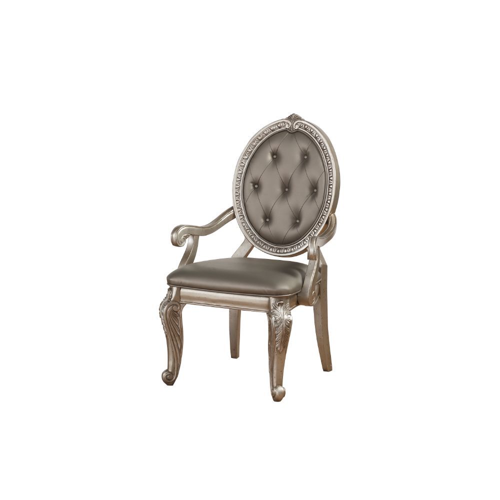 Northville - Arm Chair (Set of 2) - Synthetic Leather & Antique Silver - Urban Living Furniture (Los Angeles, CA)