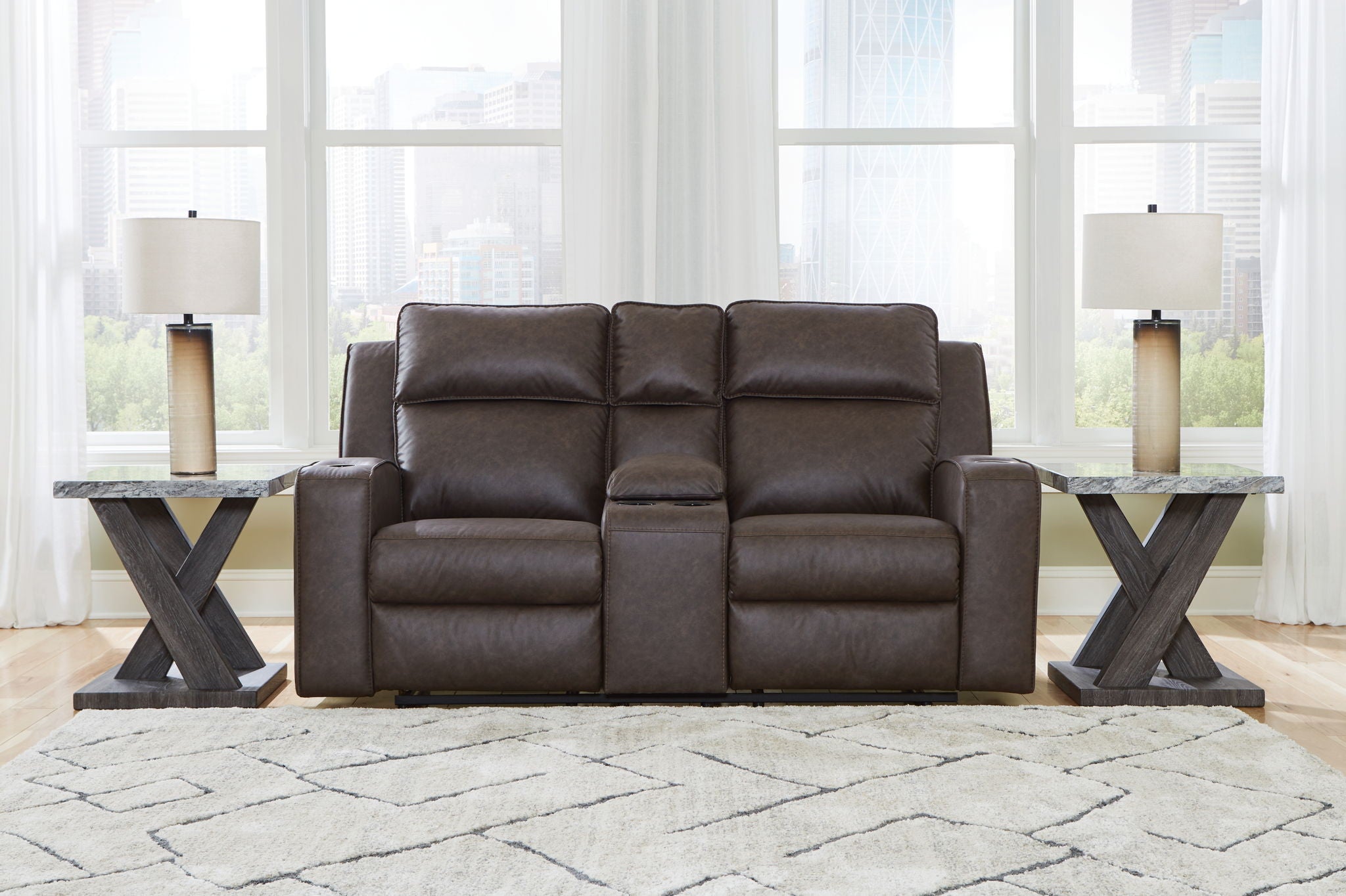 Lavenhorne - Granite - Dbl Rec Loveseat W/Console - Urban Living Furniture (Los Angeles, CA)