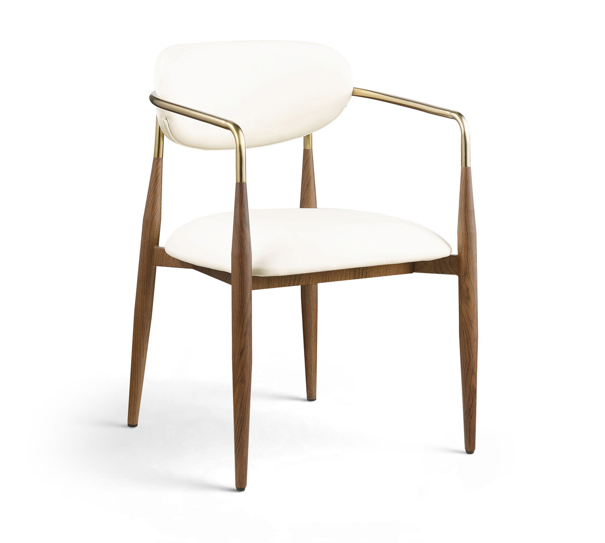Ronda - Vegan Leather Upholstered Dining Arm Chair - Walnut Legs