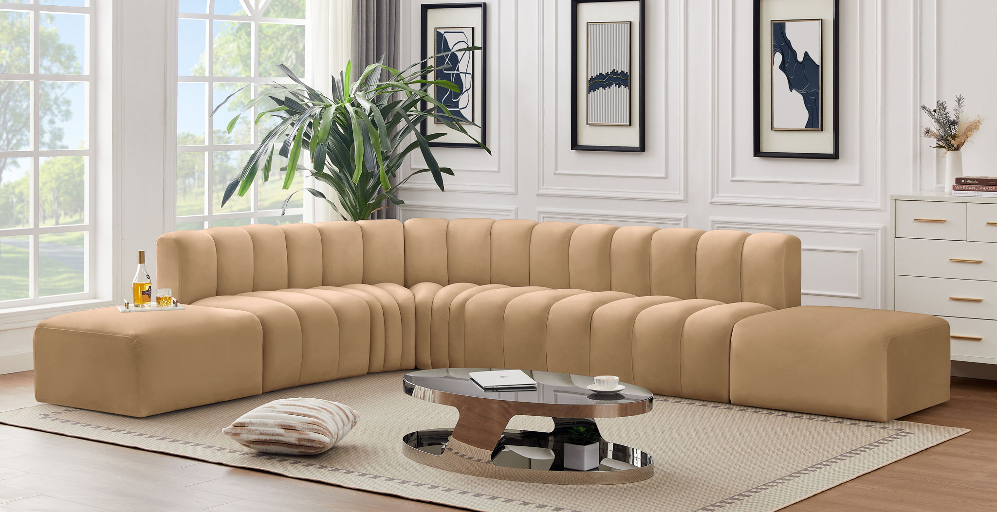 Arc - Velvet 7 Piece Corner Modular Sofa