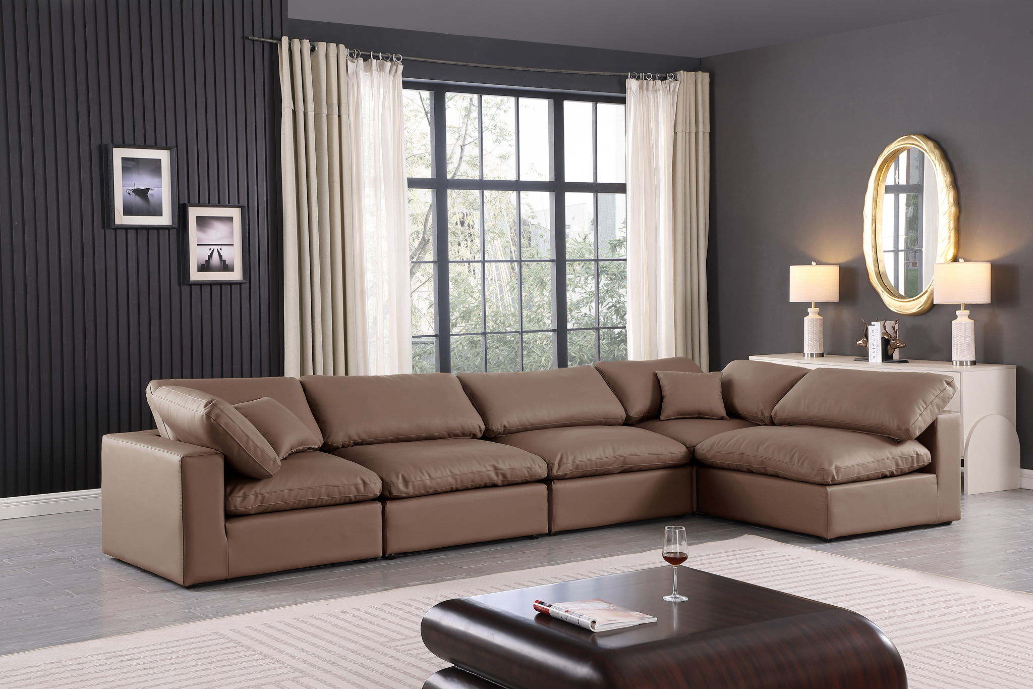 Comfy - 5 Piece Faux Leather Modular Sectional - Urban Living Furniture (Los Angeles, CA)