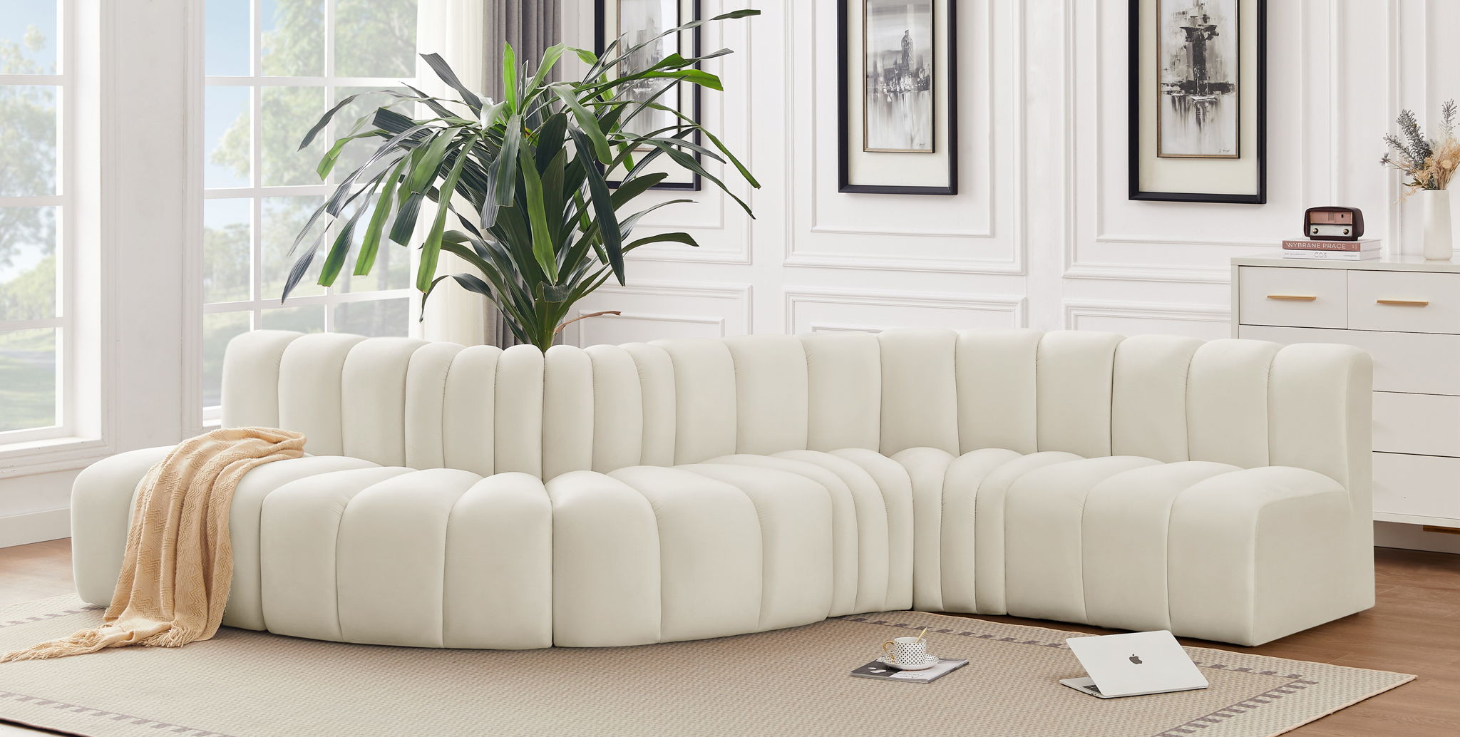 Arc - Velvet 6 Piece Curved Modular Sofa