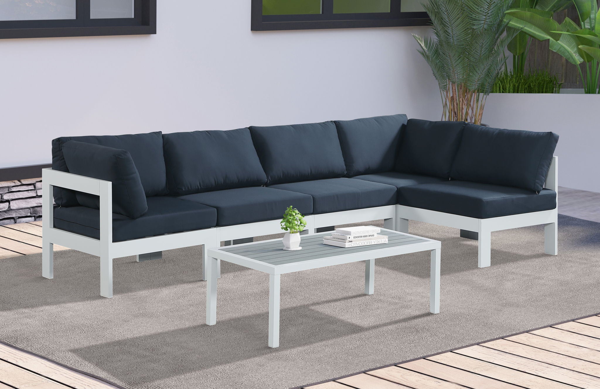 Nizuc - Outdoor Patio 5 Piece Modular Sectional With White Frame - Urban Living Furniture (Los Angeles, CA)